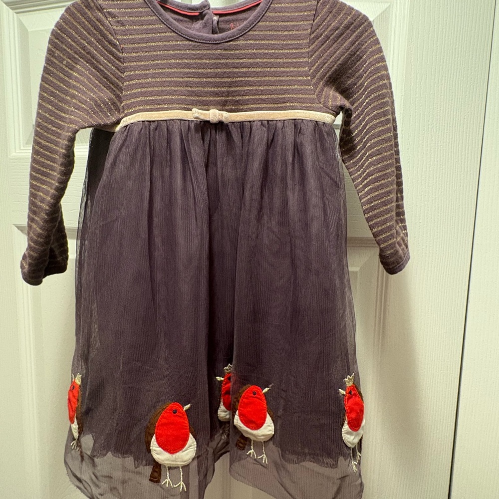 Baby Boden Red and Purple Casual Long Sleeve Sweater Dress